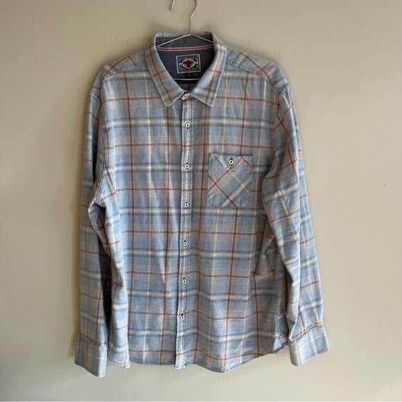 Flag & Anthem Reston Vintage Wash Button  Down Long Sleeve Plaid Shirt - Picture 6 of 15